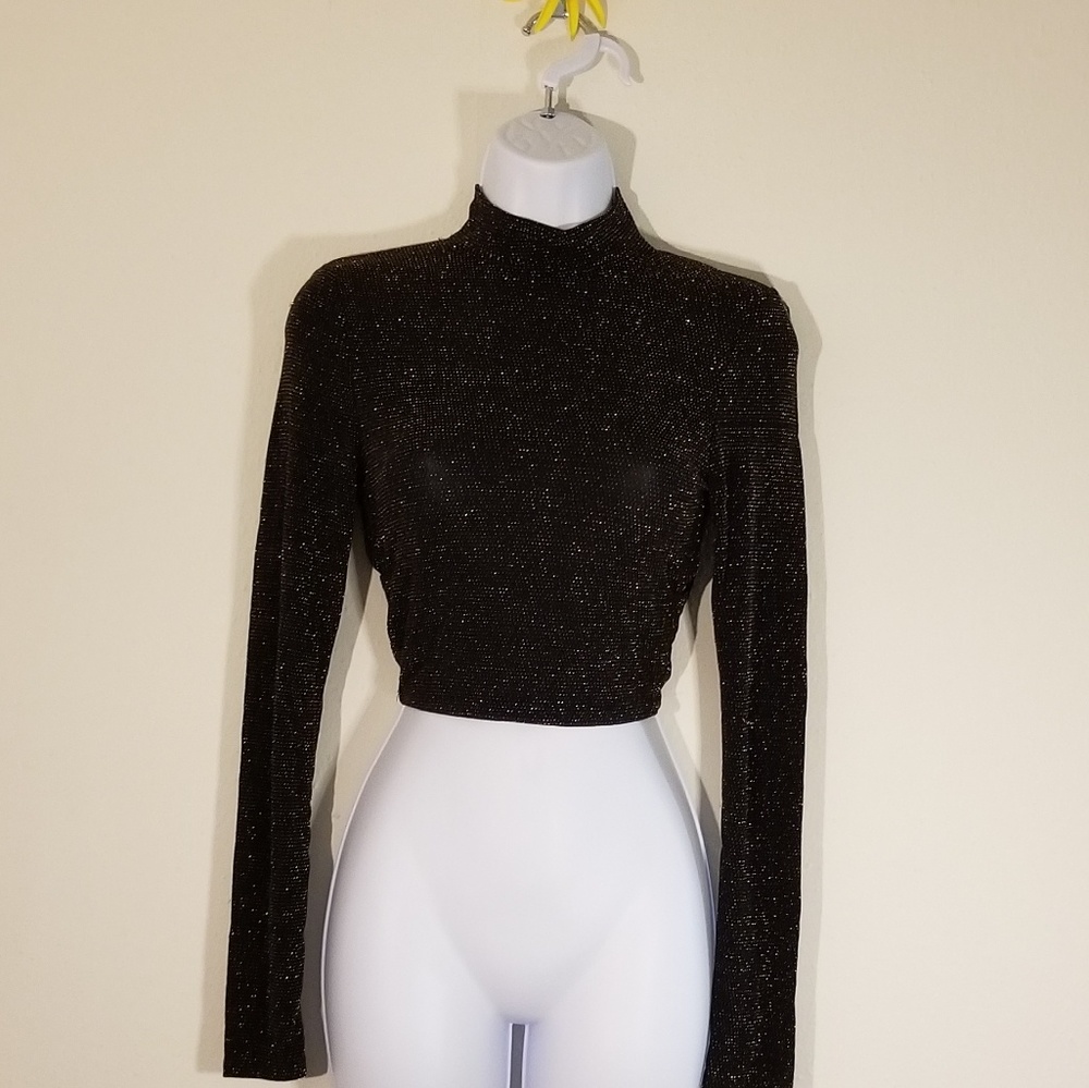 Unknown Brand | Metallic Long Sleeve Crop Top